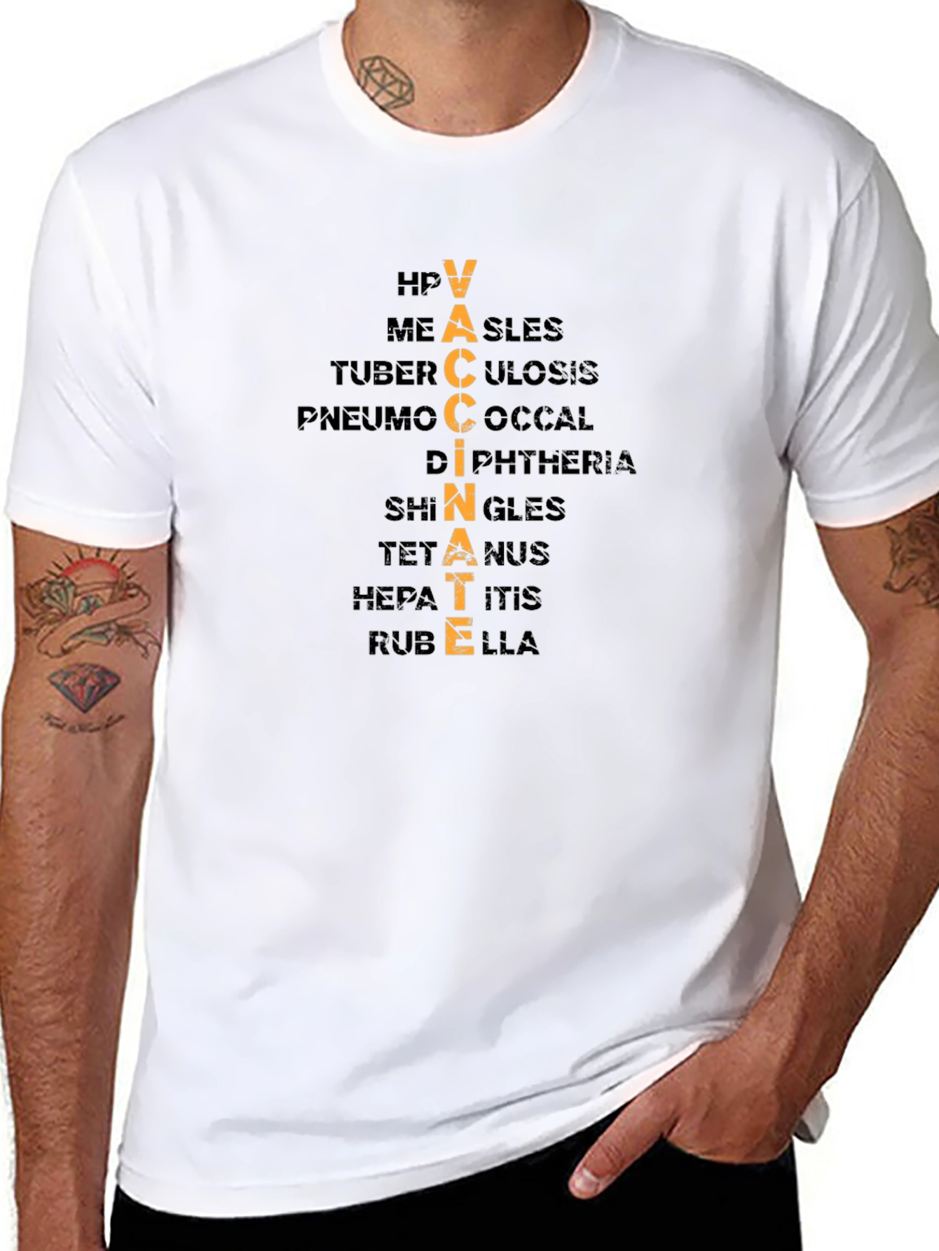 Vaccinate Black T-Shirt: Disease Awareness Tee