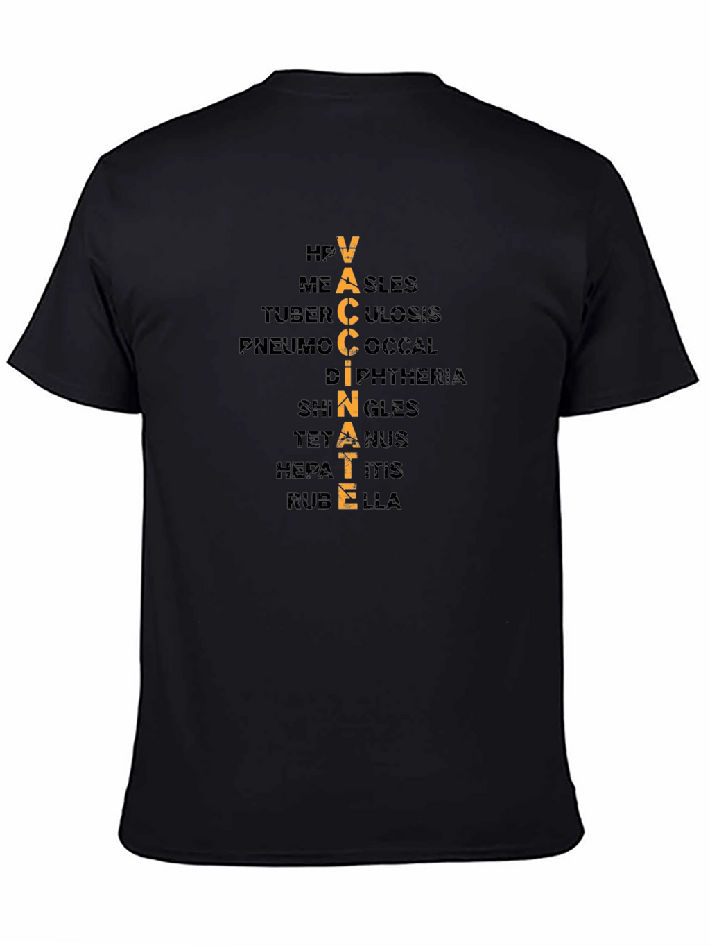 Vaccinate Black T-Shirt: Disease Awareness Tee