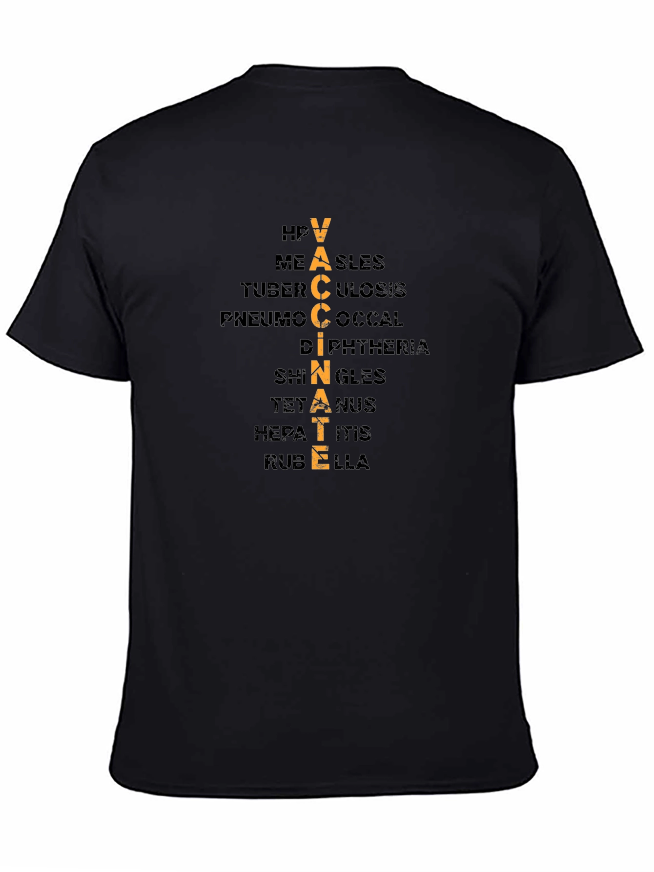 Vaccinate Black T-Shirt: Disease Awareness Tee