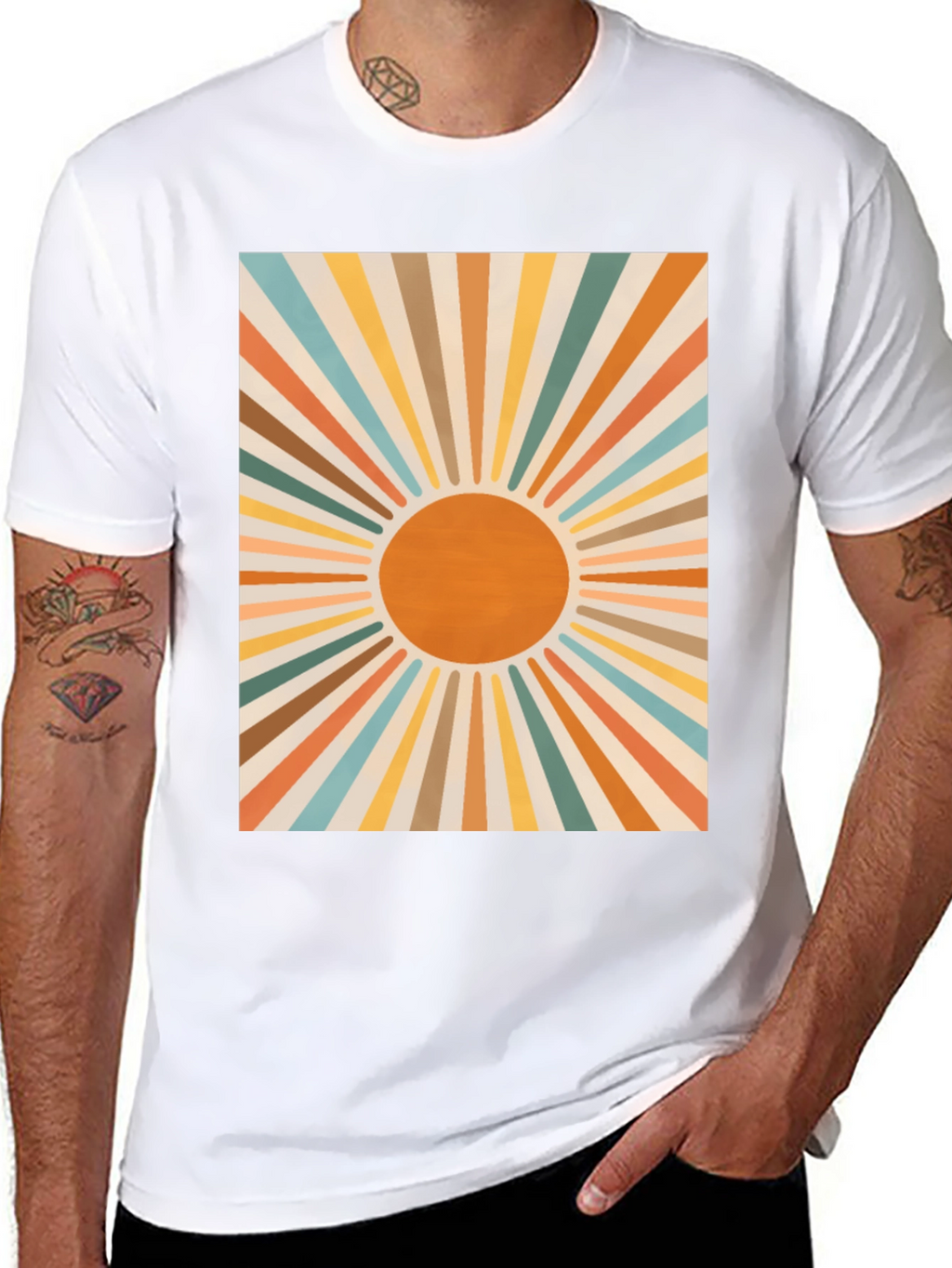 Retro Sunburst Graphic Tee - Black