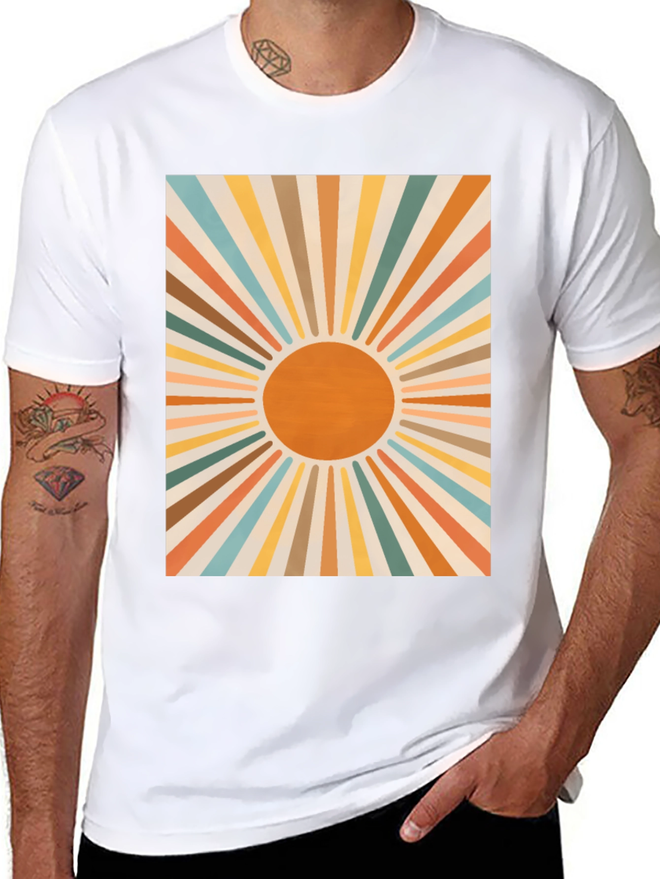 Retro Sunburst Graphic Tee - Black