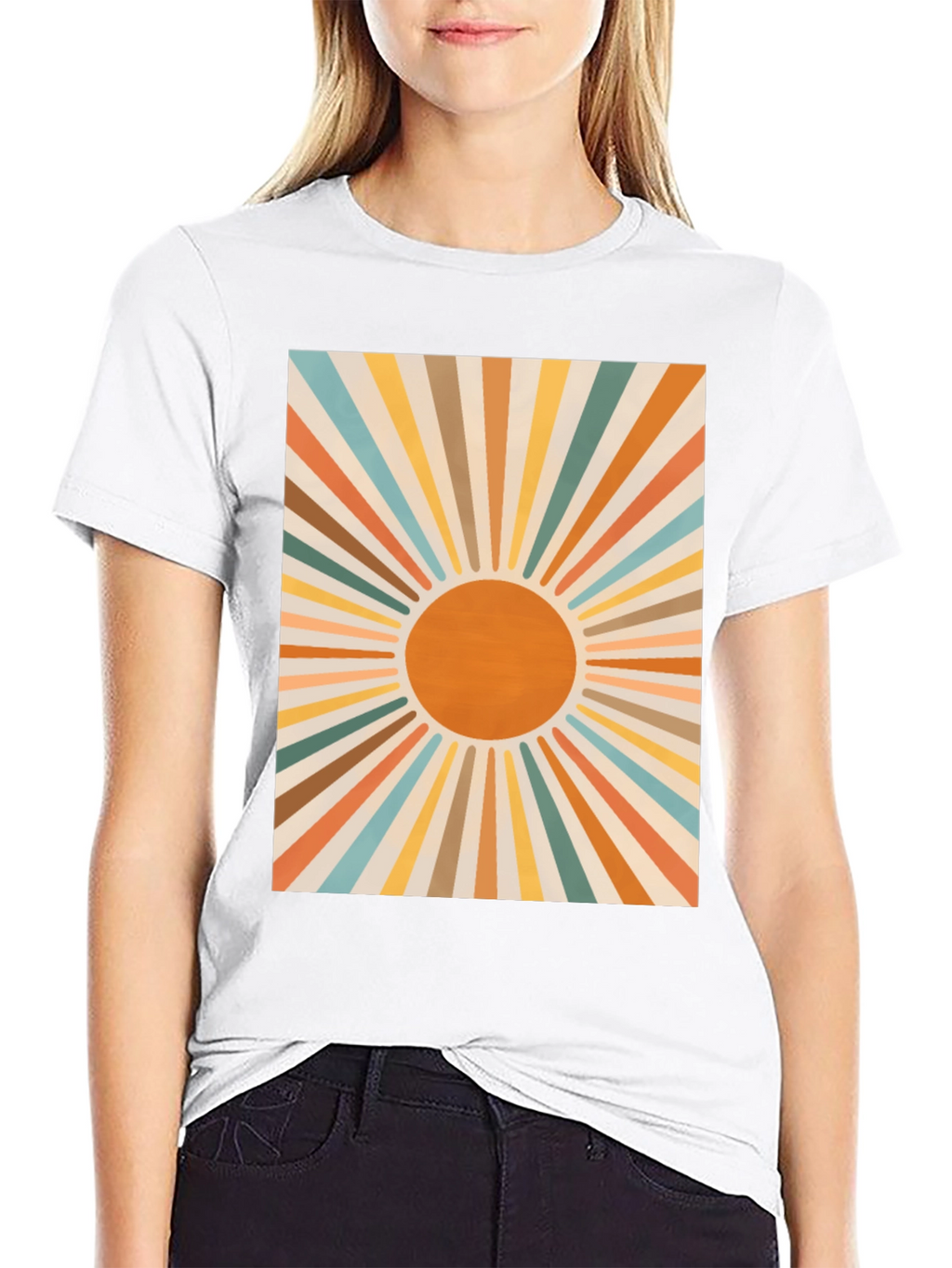 Retro Sunburst Graphic Tee - Black