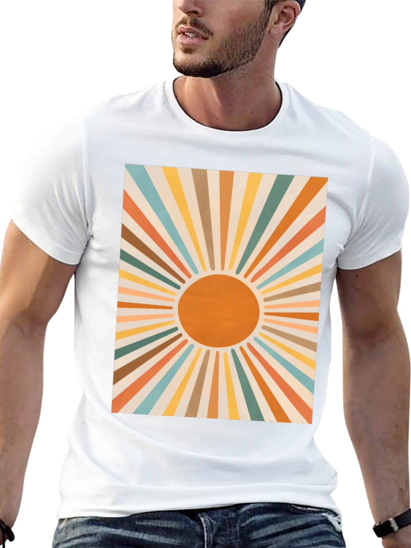 Retro Sunburst Graphic Tee - Black
