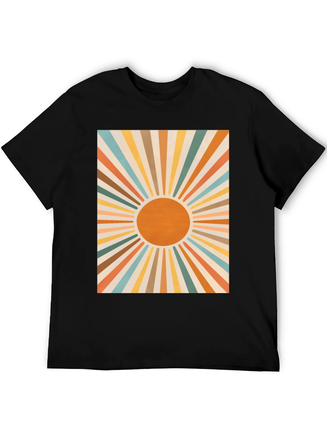 Retro Sunburst Graphic Tee - Black