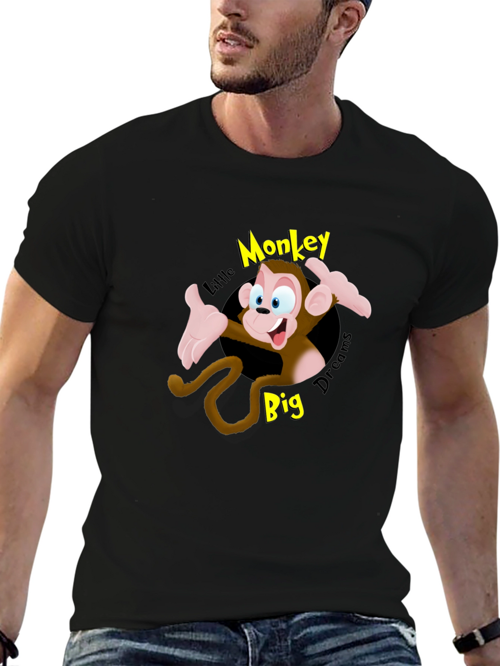 Cartoon Monkey Graphic T-Shirt