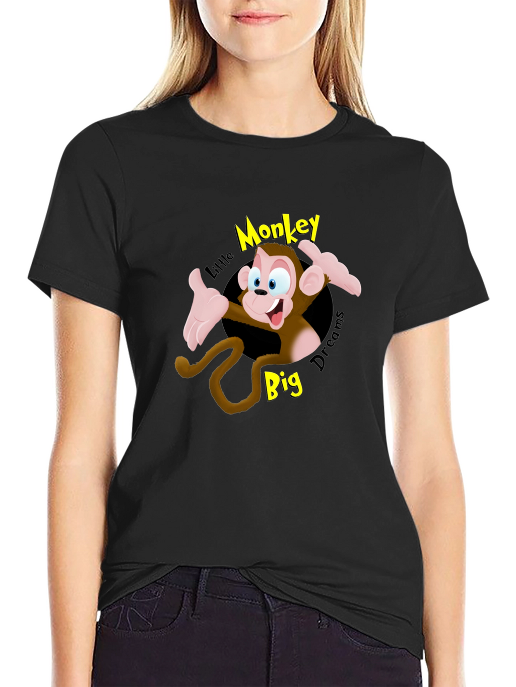 Cartoon Monkey Graphic T-Shirt