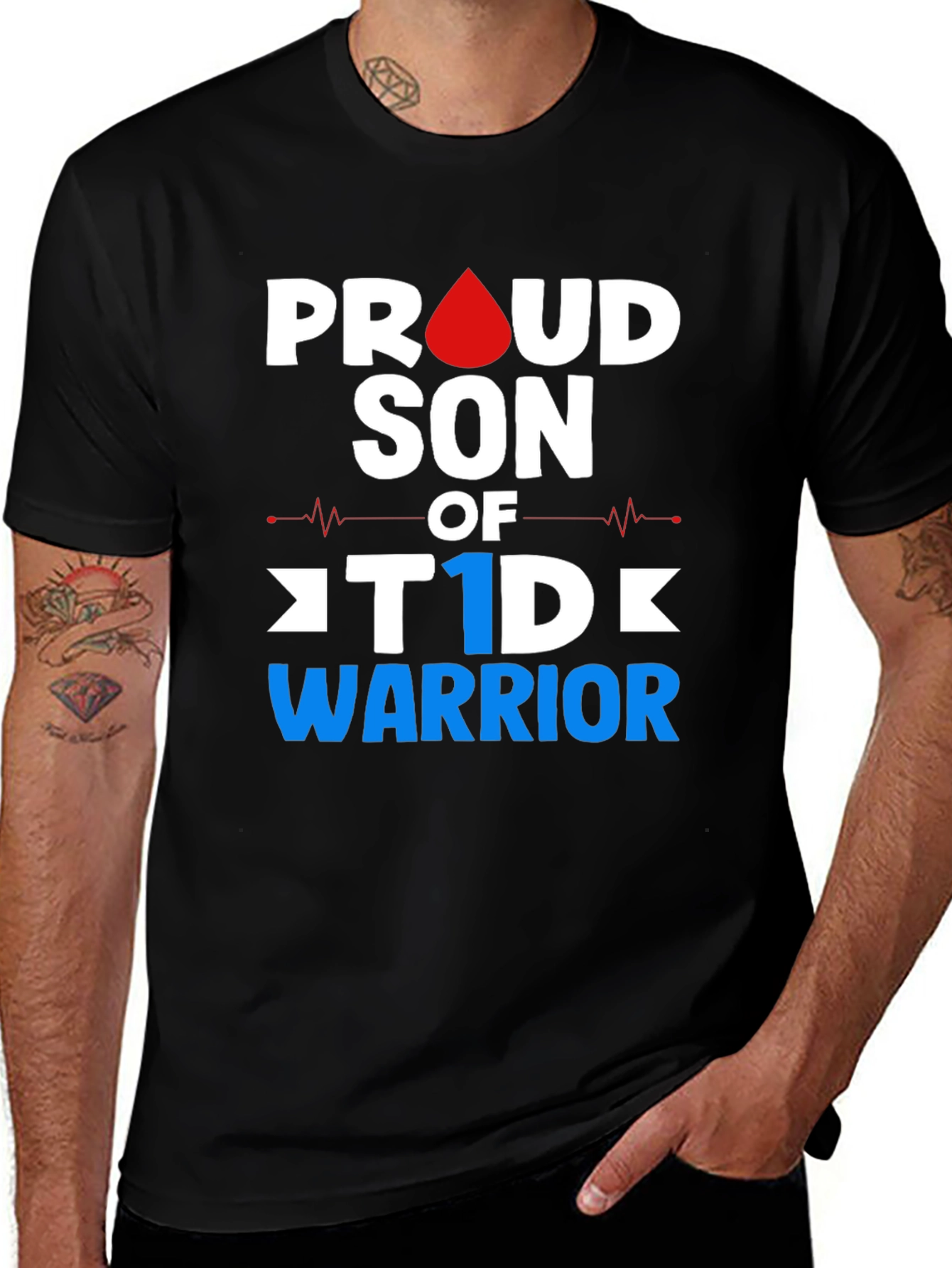 Proud Son of T1D Warrior Black T-Shirt