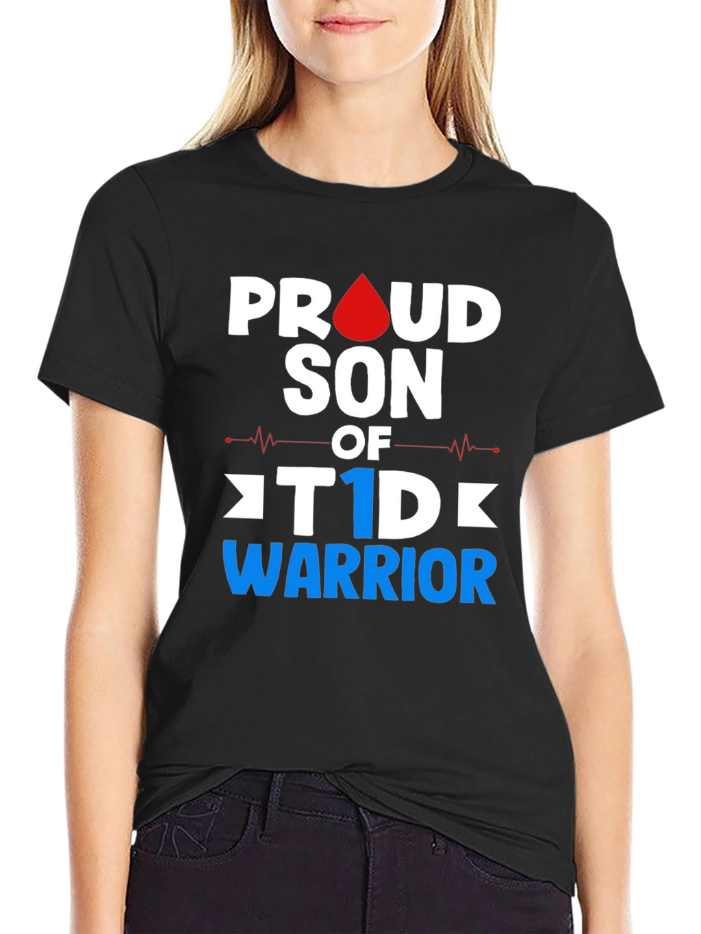 Proud Son of T1D Warrior Black T-Shirt