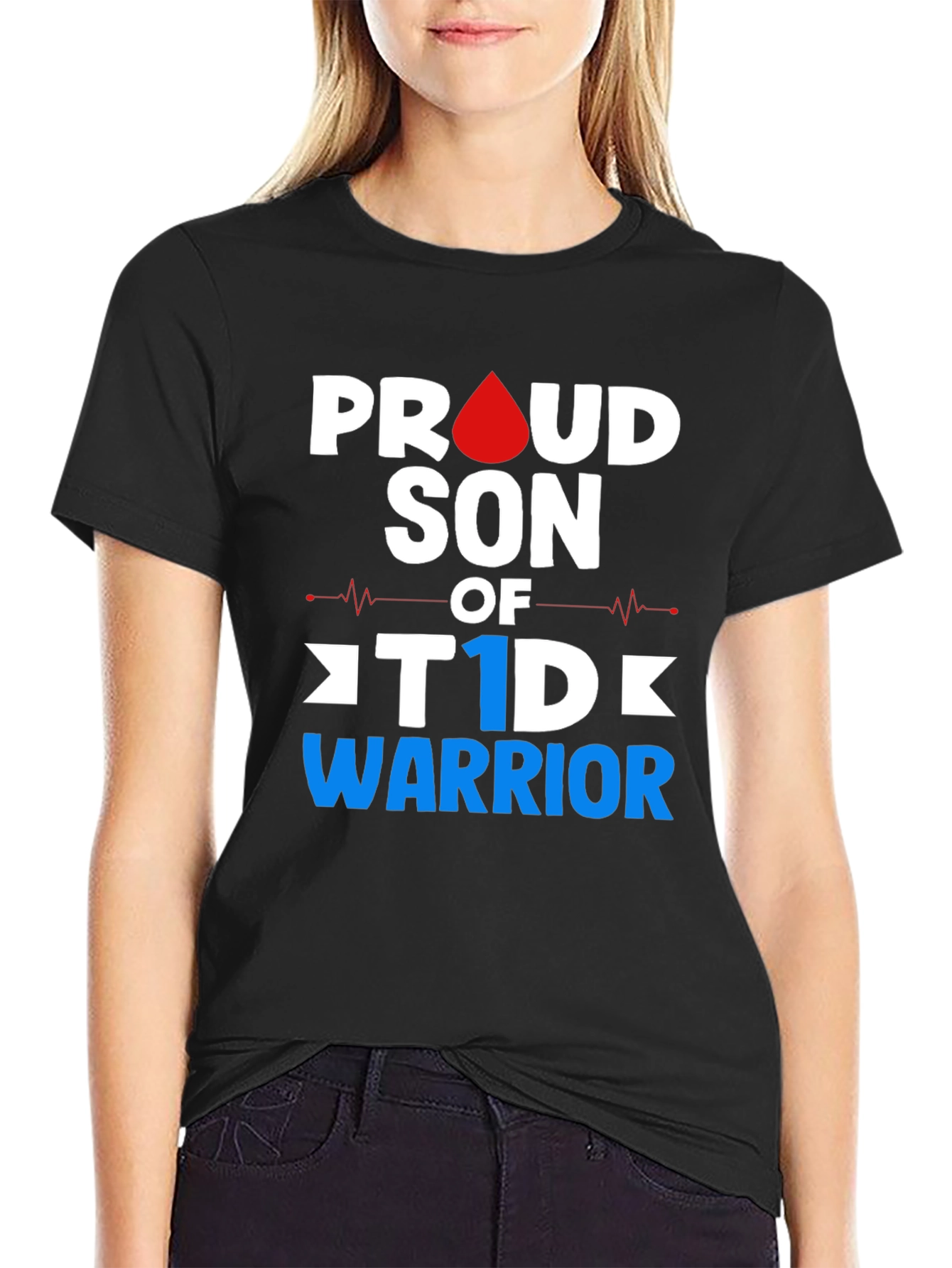 Proud Son of T1D Warrior Black T-Shirt