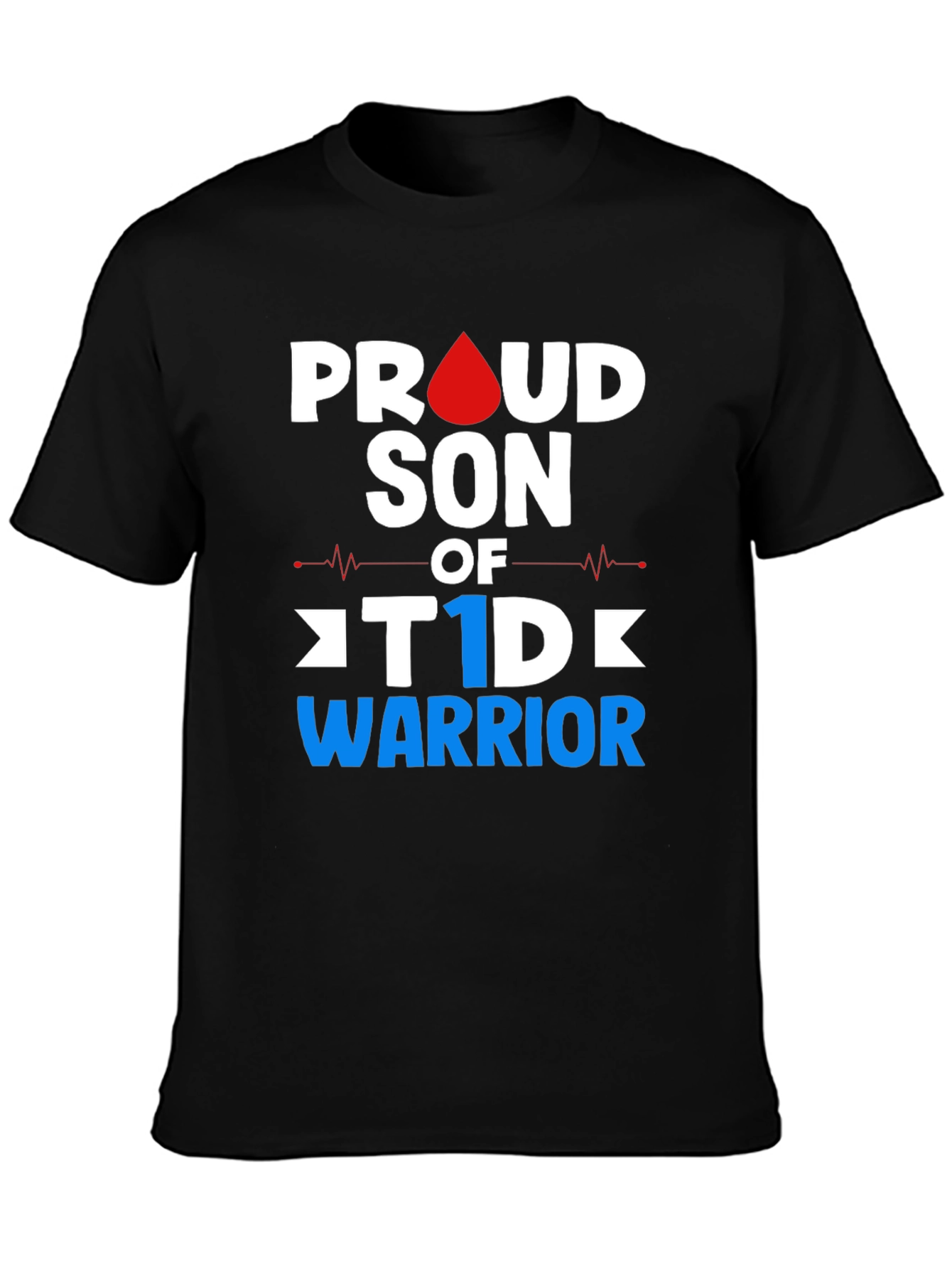 Proud Son of T1D Warrior Black T-Shirt