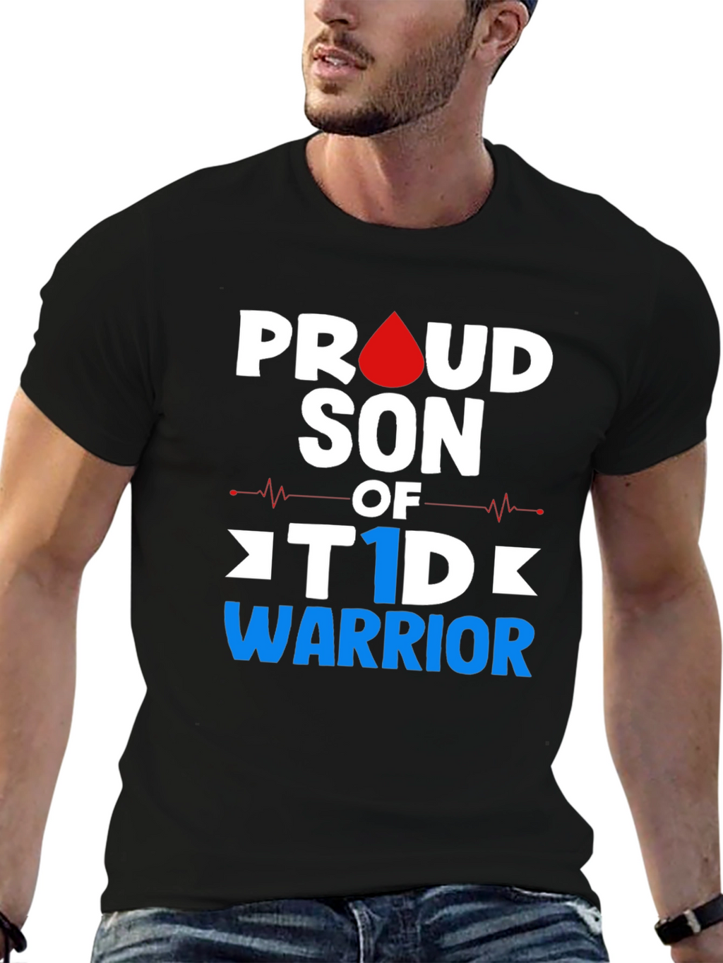 Proud Son of T1D Warrior Black T-Shirt