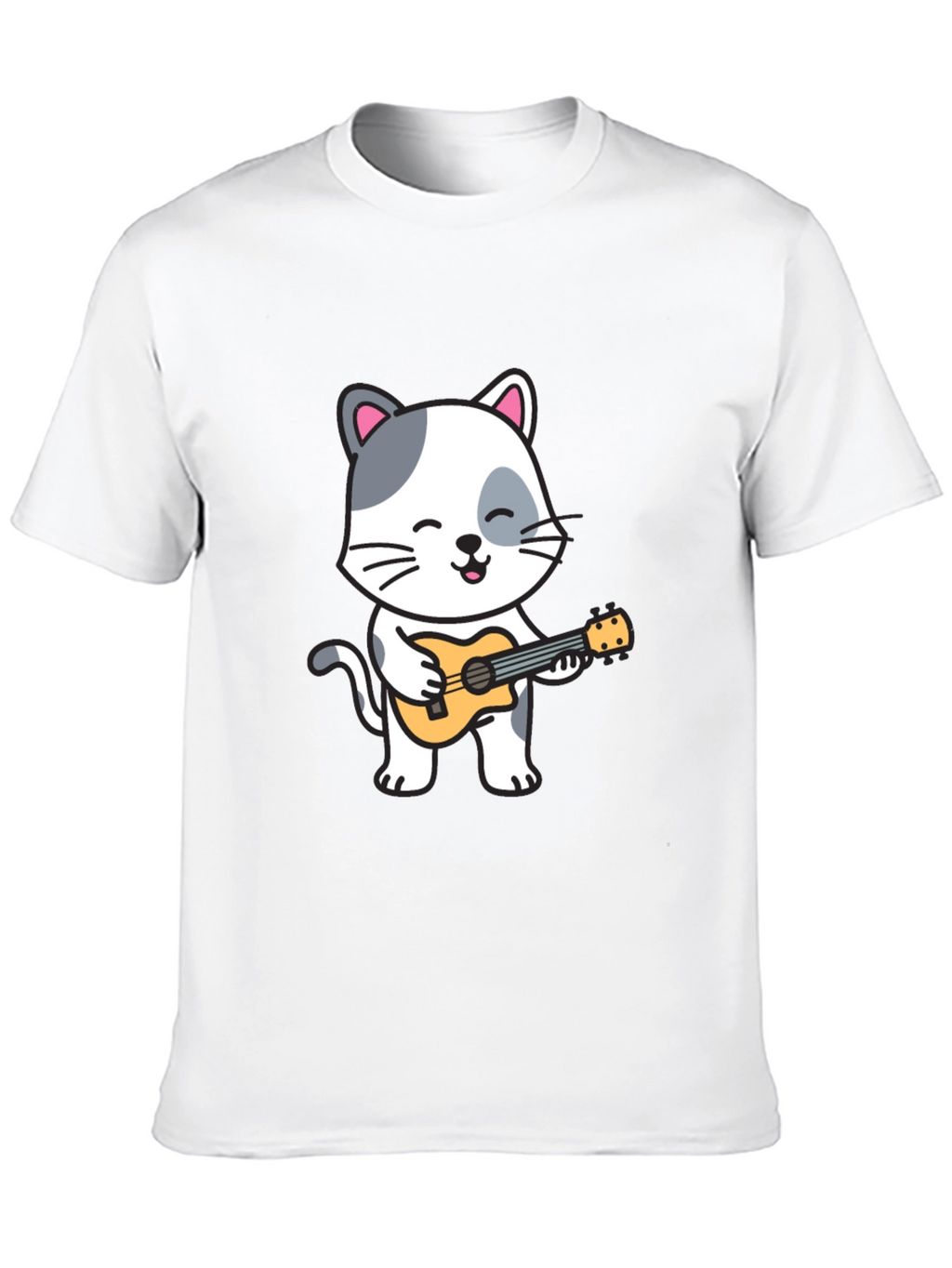 Cat Playing Ukulele Graphic T-Shirt