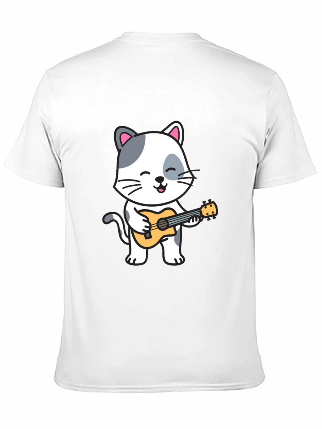Cat Playing Ukulele Graphic T-Shirt