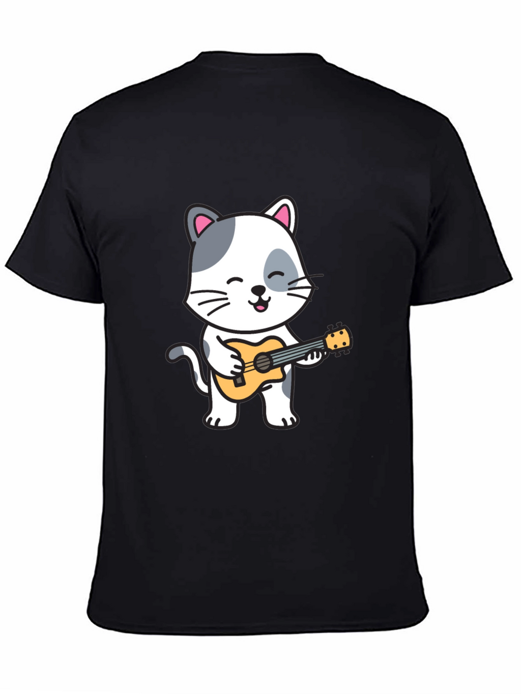 Cat Playing Ukulele Graphic T-Shirt