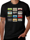 Retro Cassette Tape Pattern T-Shirt