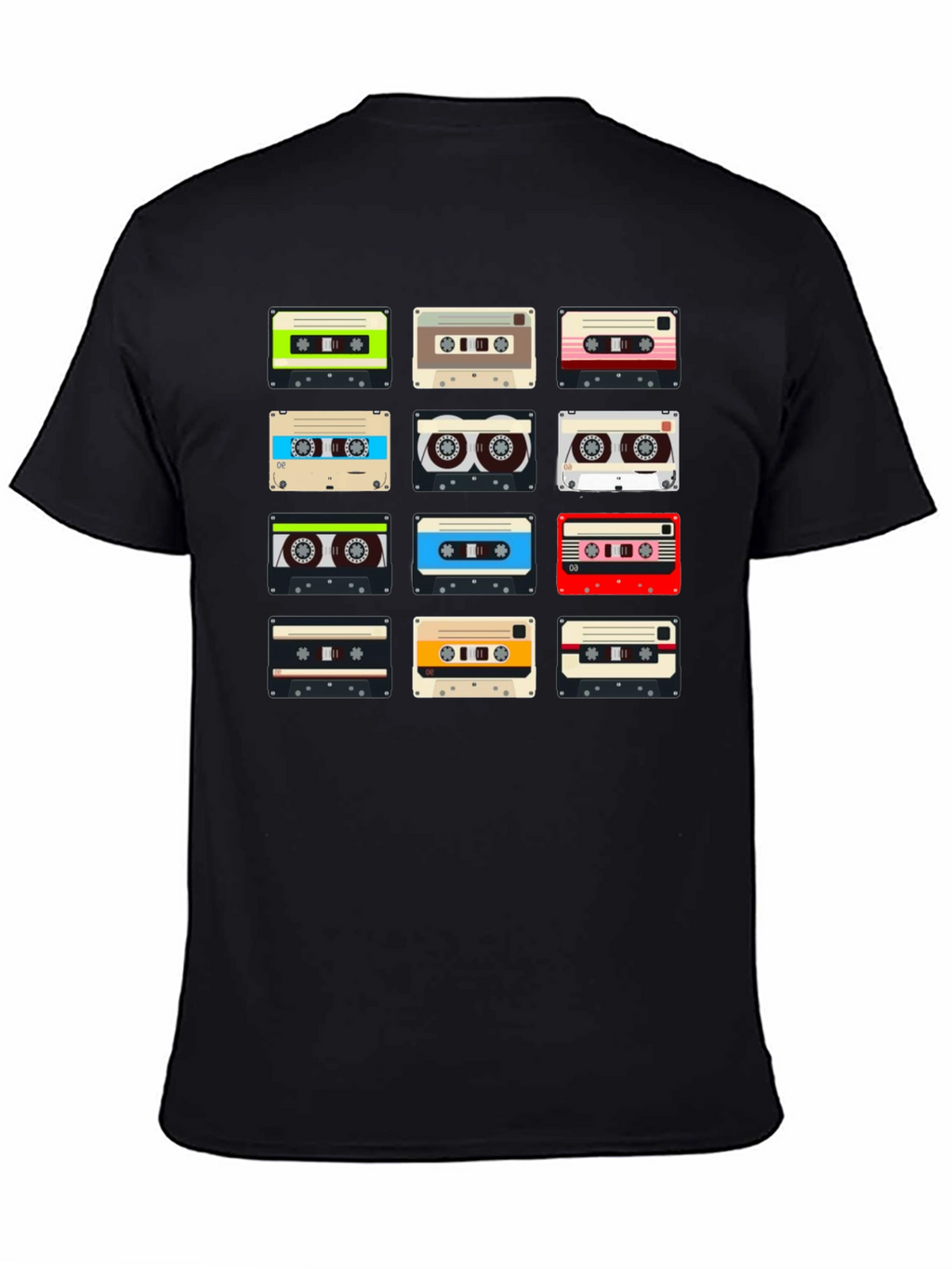 Retro Cassette Tape Pattern T-Shirt