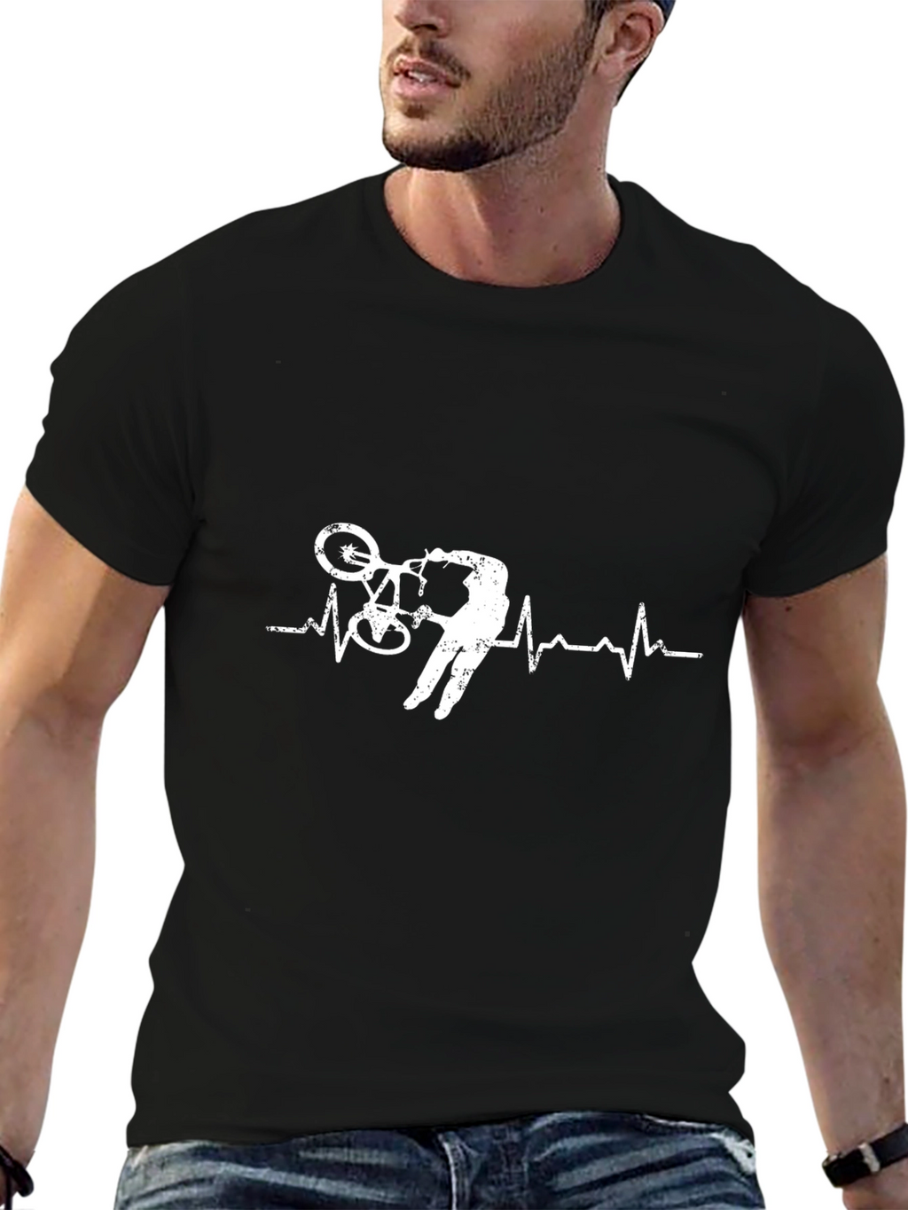 BMX Heartbeat Black T-Shirt - Cycling Life