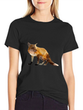 Fox Graphic Tee - Stylish Animal Print T-Shirt