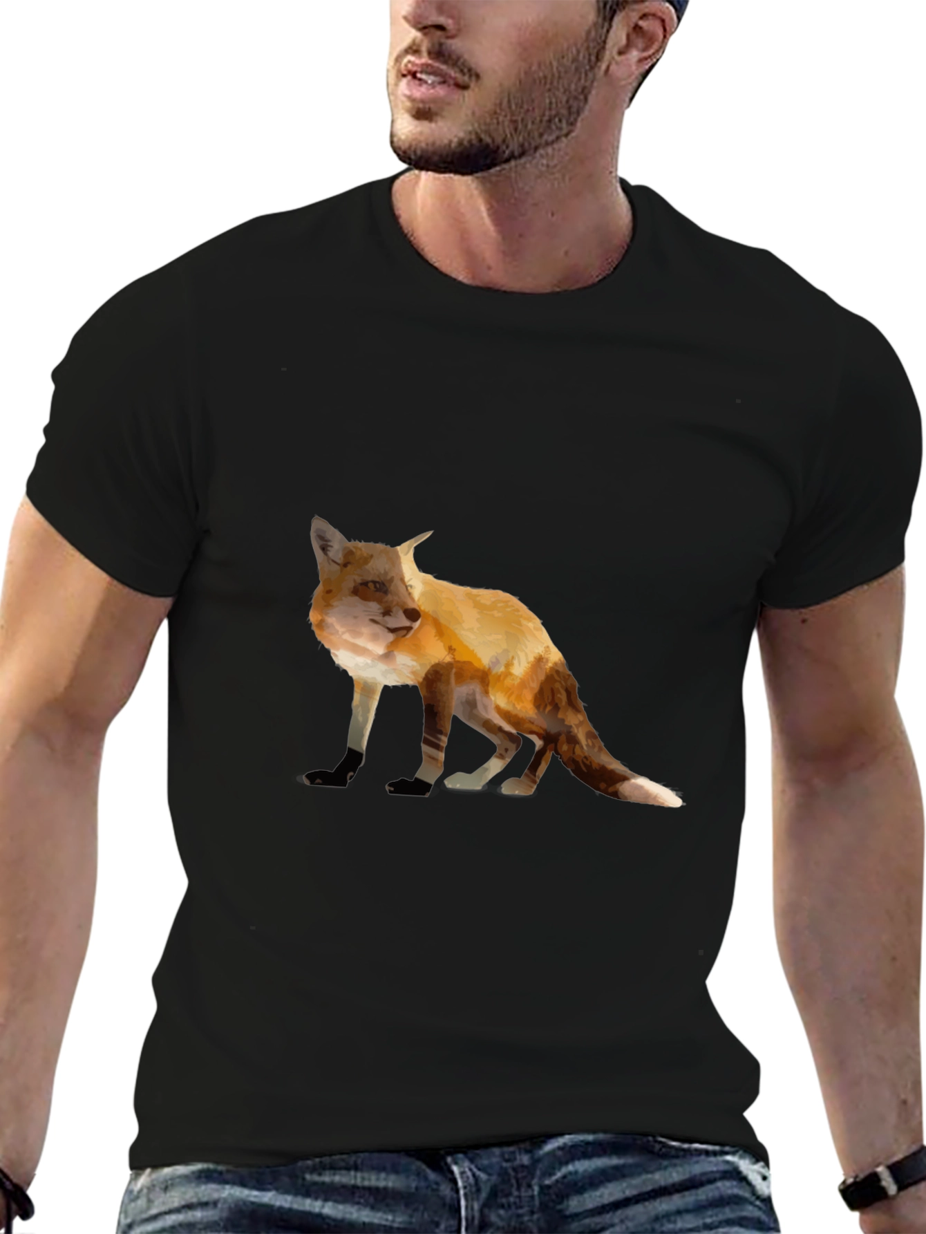 Fox Graphic Tee - Stylish Animal Print T-Shirt