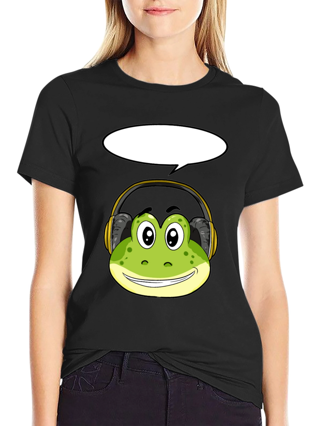 Frog Headphone Graphic Tee - Cool Black T-Shirt