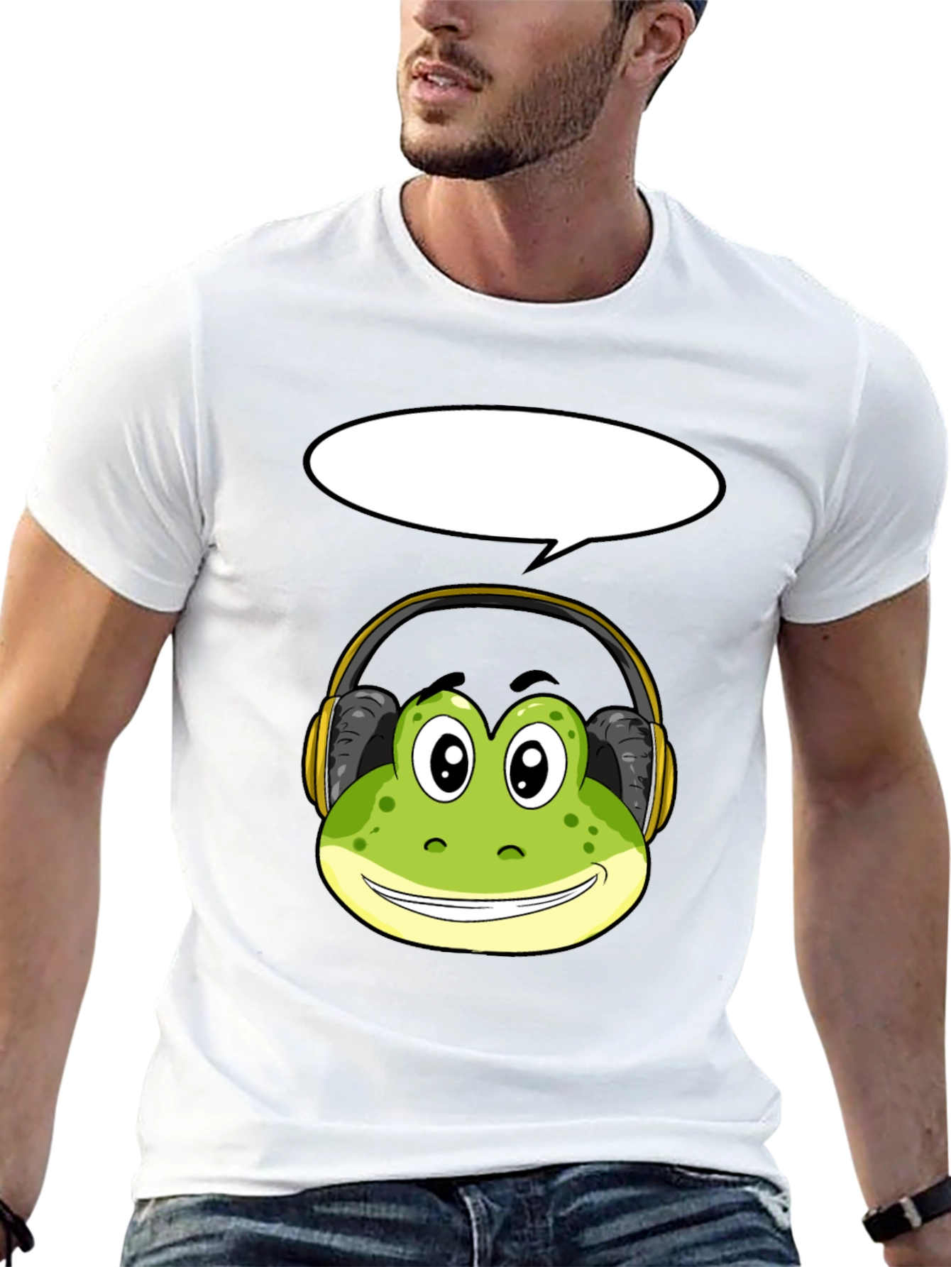 Frog Headphone Graphic Tee - Cool Black T-Shirt