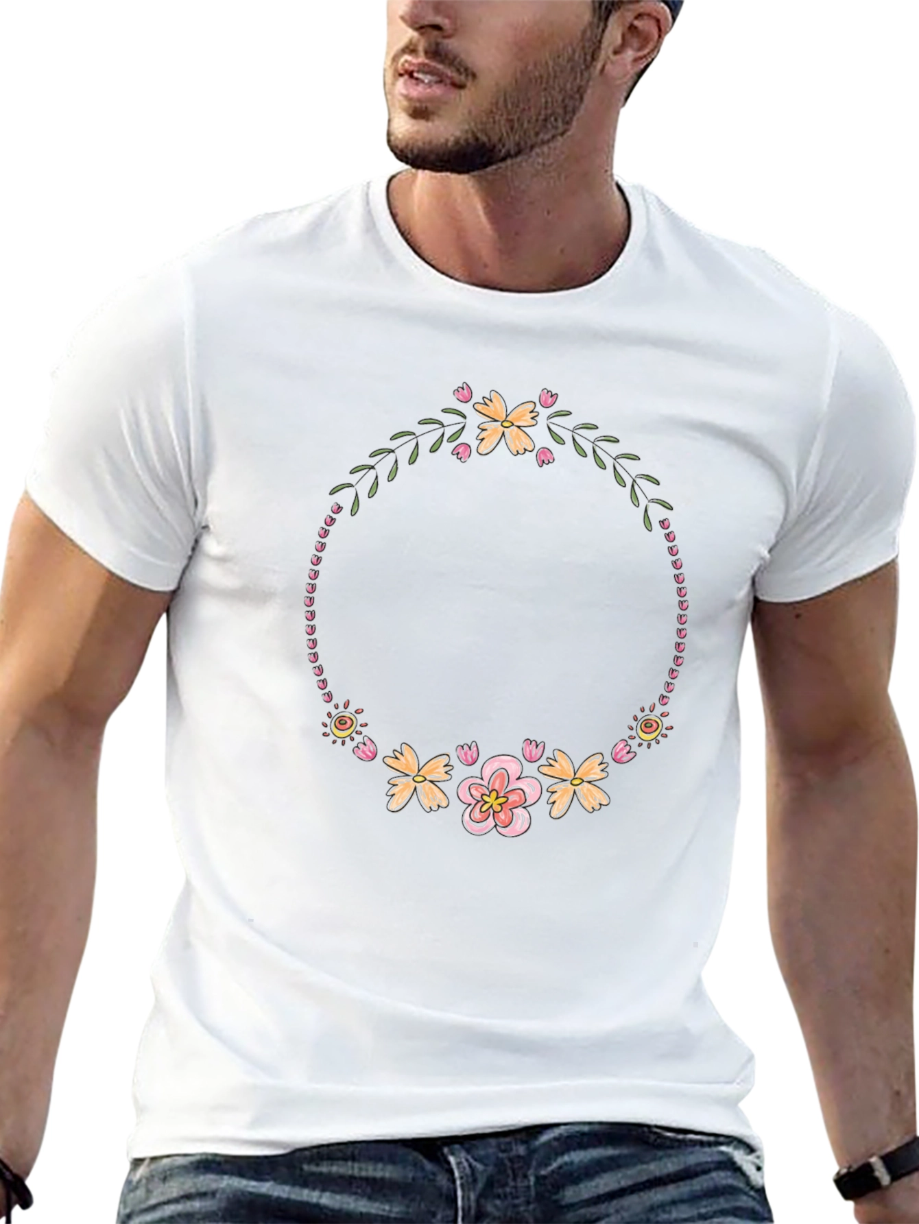 Floral Wreath T-Shirt - Black