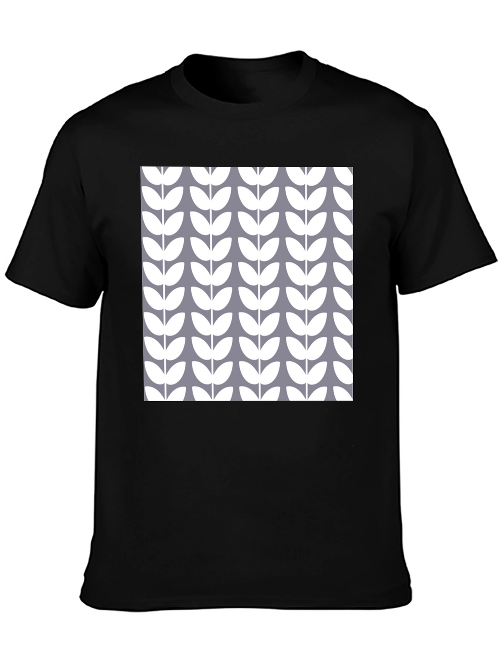 Stylish Floral Pattern Black T-Shirt