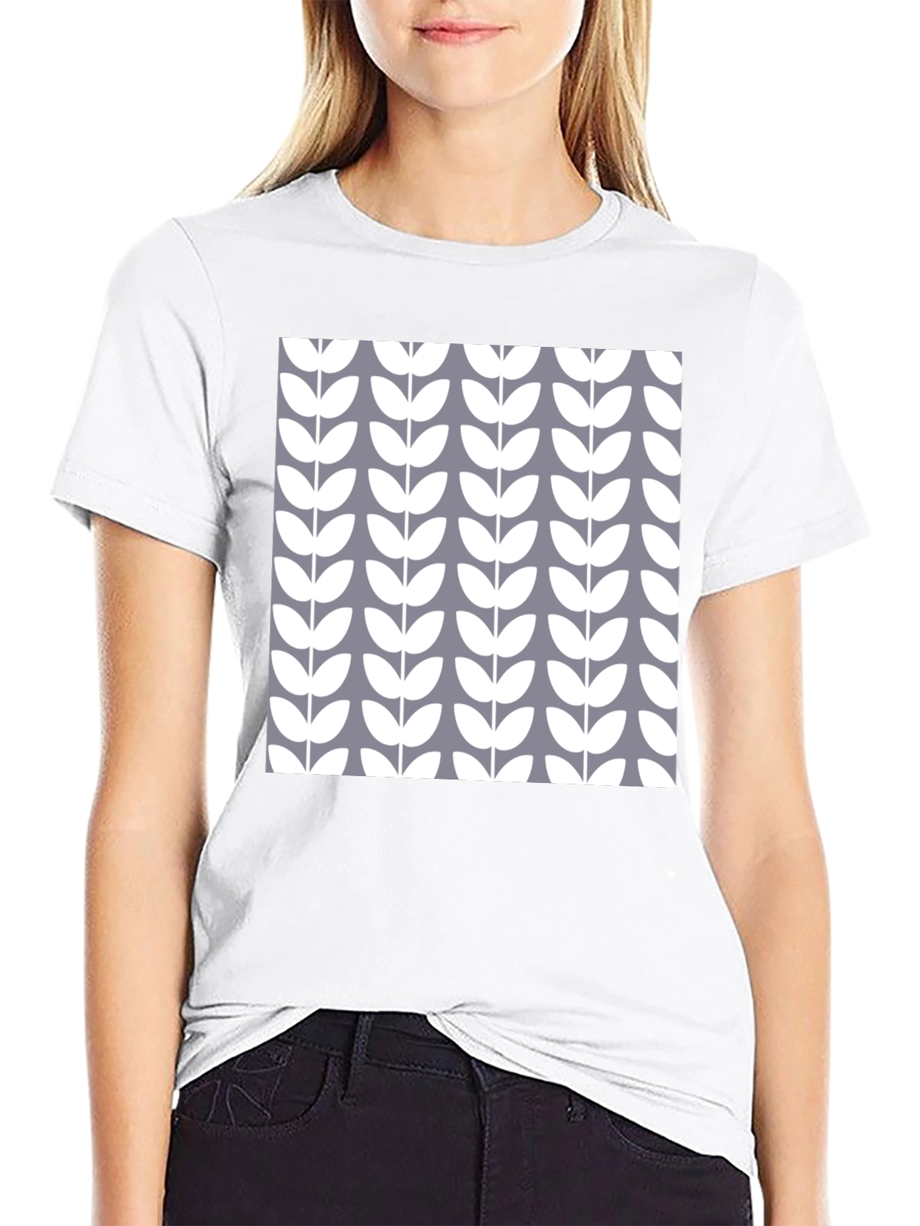Stylish Floral Pattern Black T-Shirt