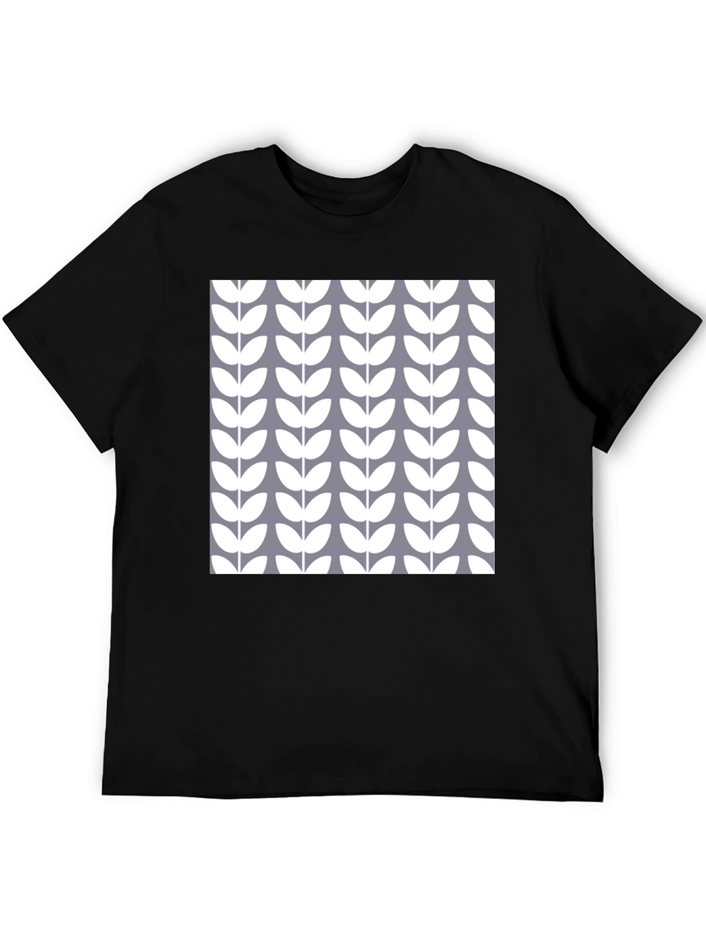 Stylish Floral Pattern Black T-Shirt