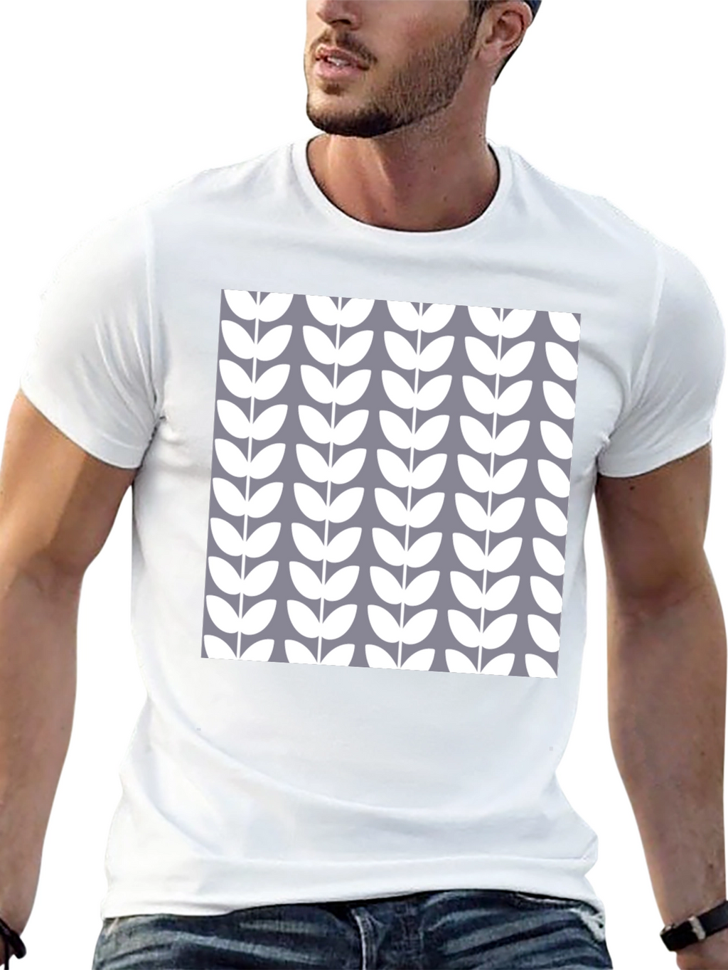Stylish Floral Pattern Black T-Shirt