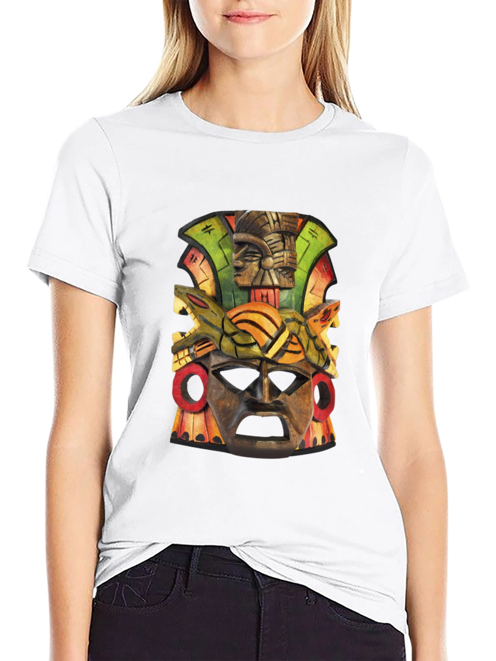 Aztec Mask Graphic Tee - Unique Design