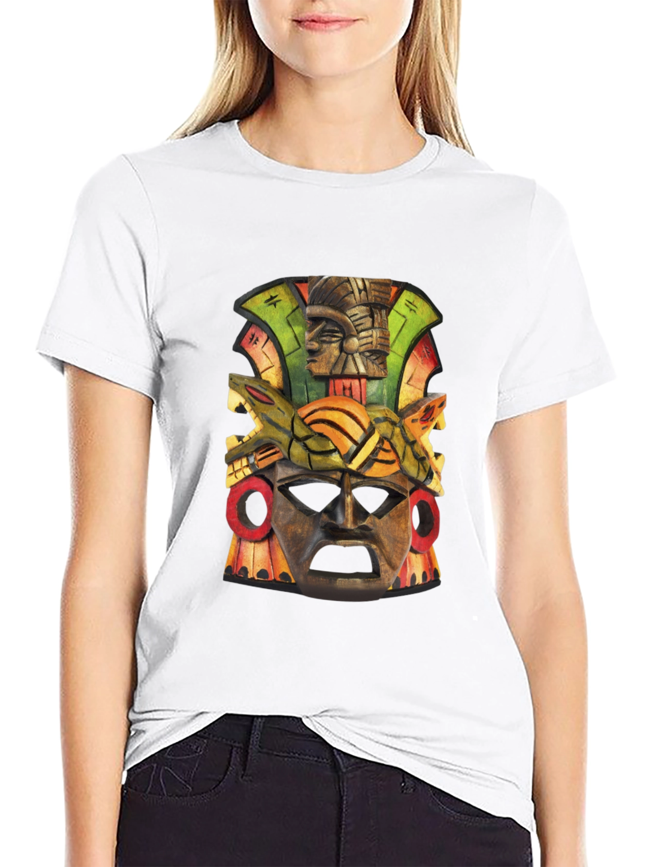 Aztec Mask Graphic Tee - Unique Design