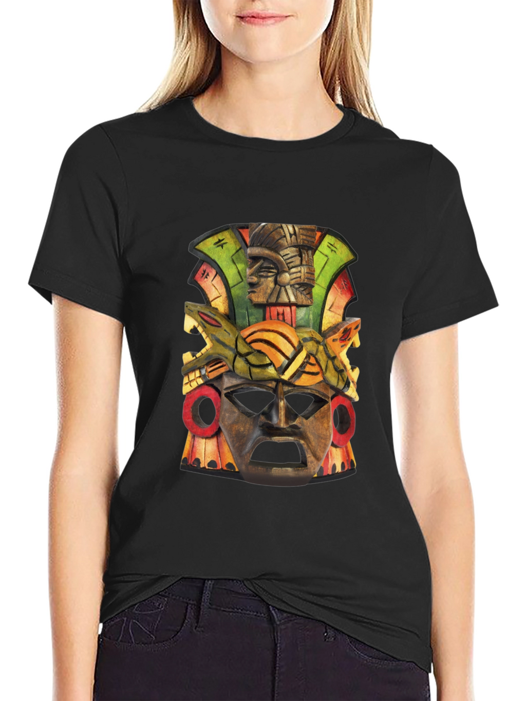 Aztec Mask Graphic Tee - Unique Design