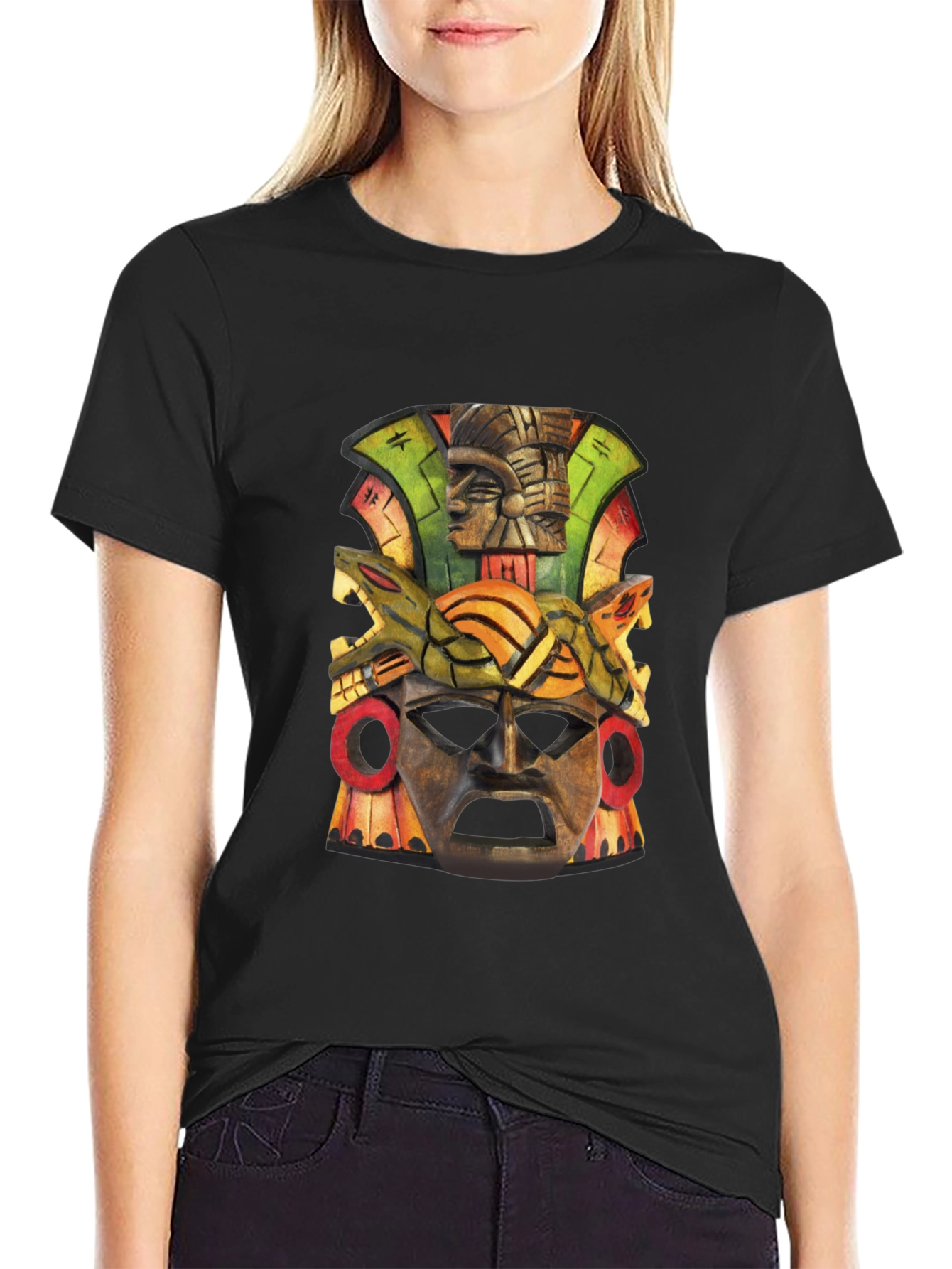 Aztec Mask Graphic Tee - Unique Design