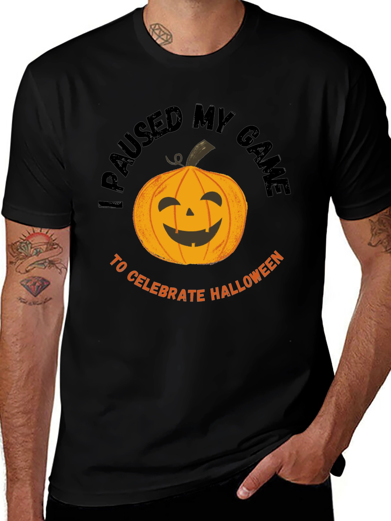 I Paused My Game Halloween T-Shirt - Gamer Pumpkin Tee