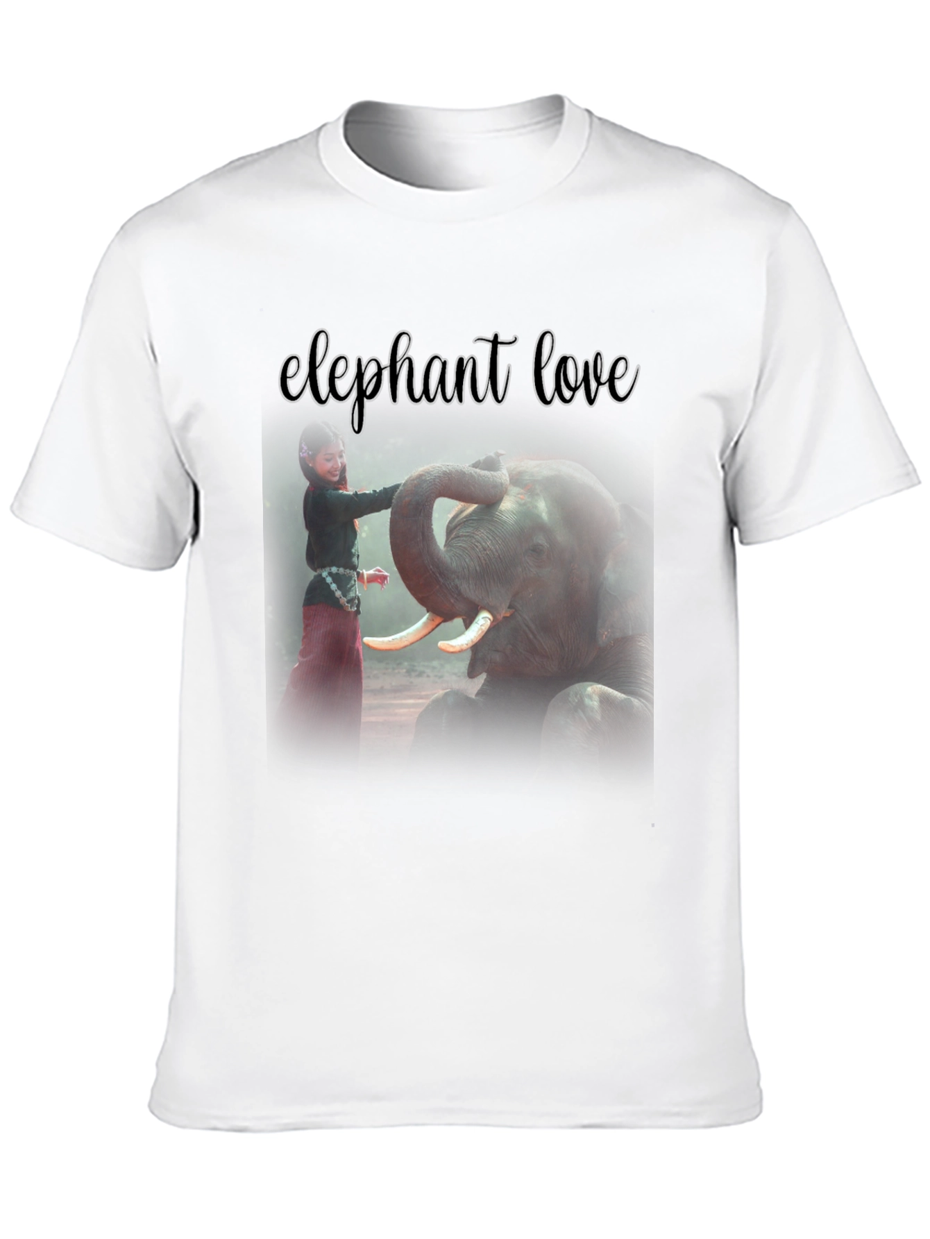 Elephant Love Graphic Tee - Black Cotton T-Shirt