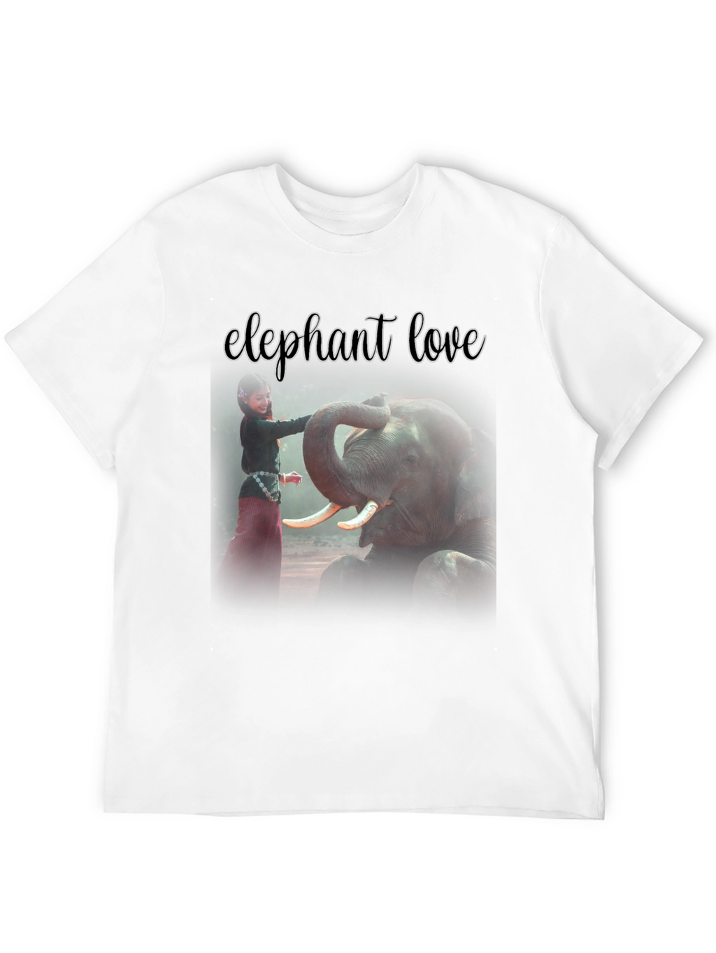 Elephant Love Graphic Tee - Black Cotton T-Shirt