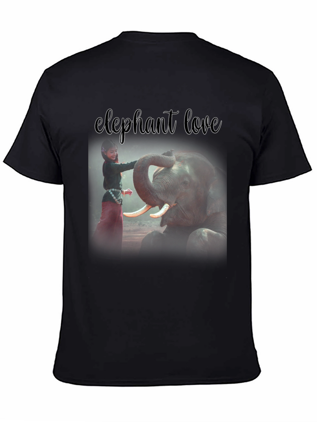 Elephant Love Graphic Tee - Black Cotton T-Shirt