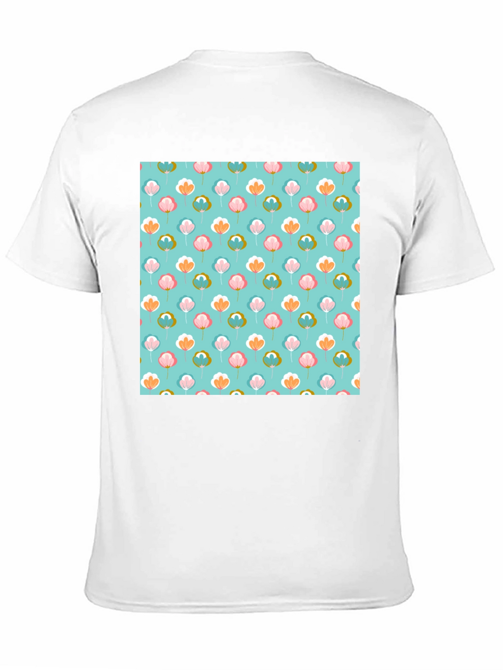Floral Print T-Shirt - Soft Blue Background