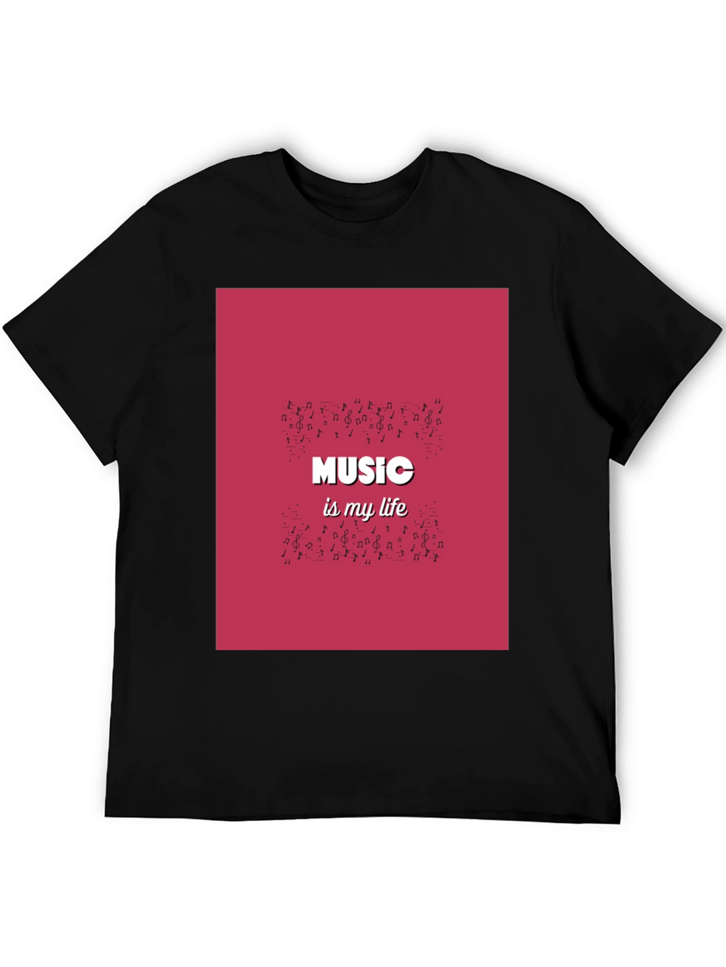 Music is My Life Black Graphic T-Shirt