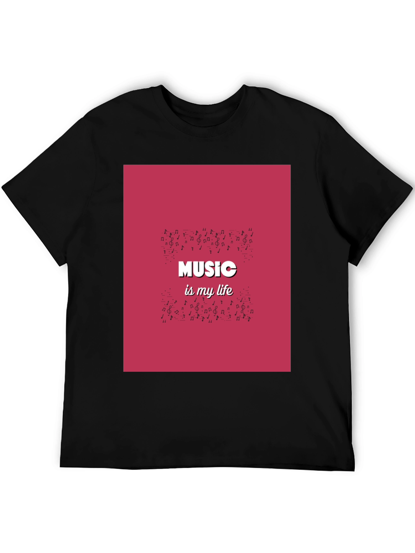 Music is My Life Black Graphic T-Shirt
