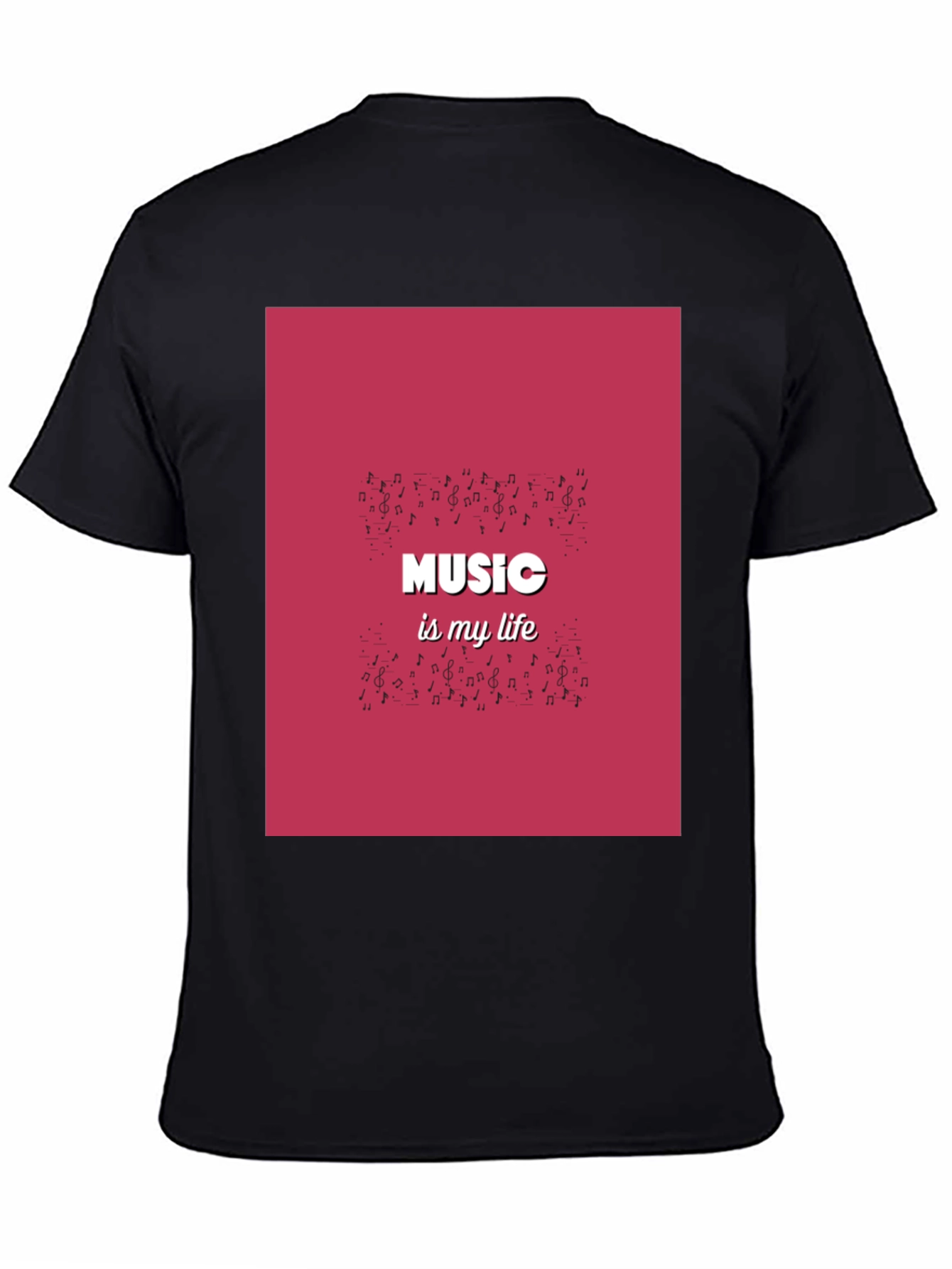 Music is My Life Black Graphic T-Shirt