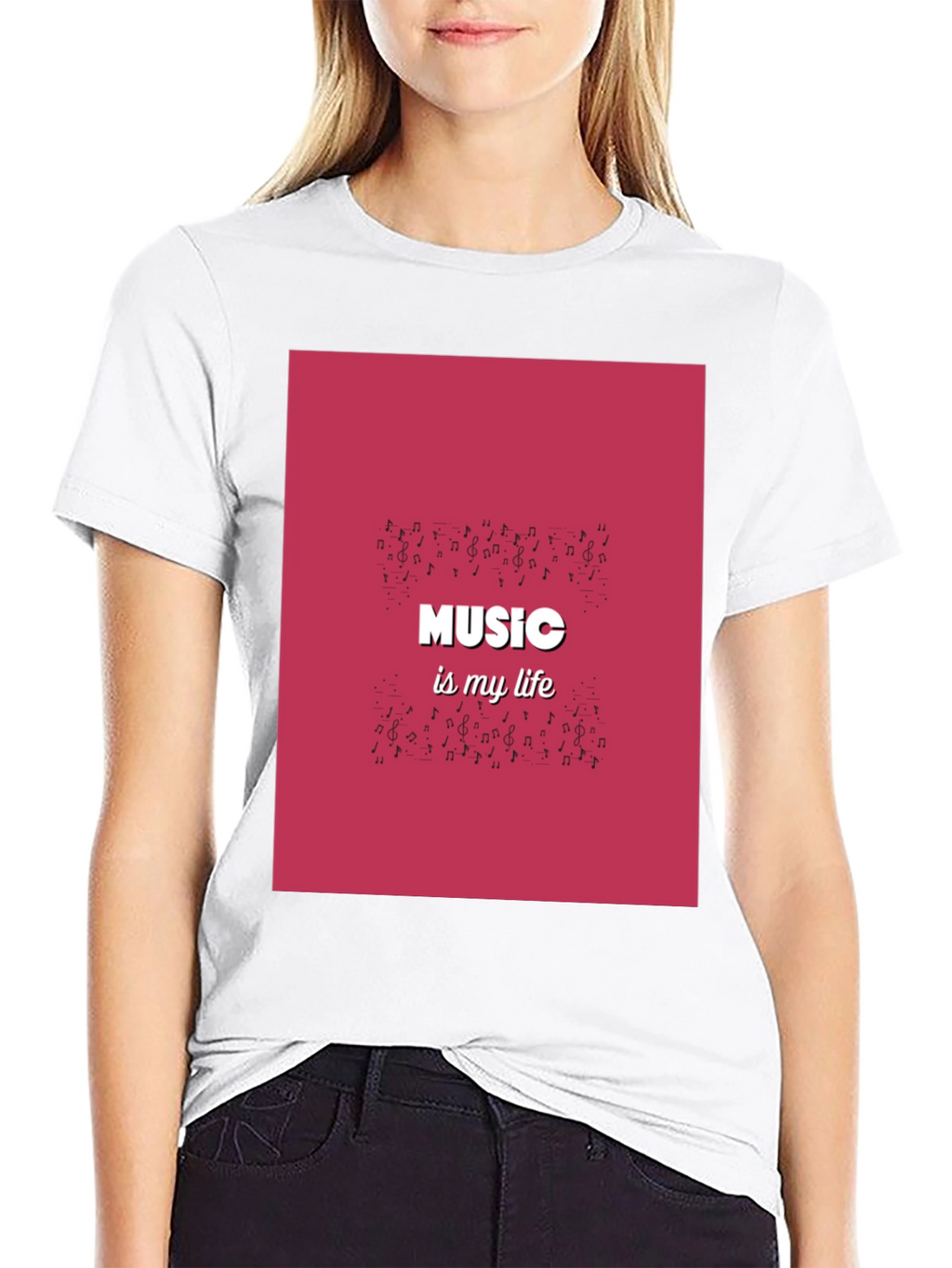 Music is My Life Black Graphic T-Shirt