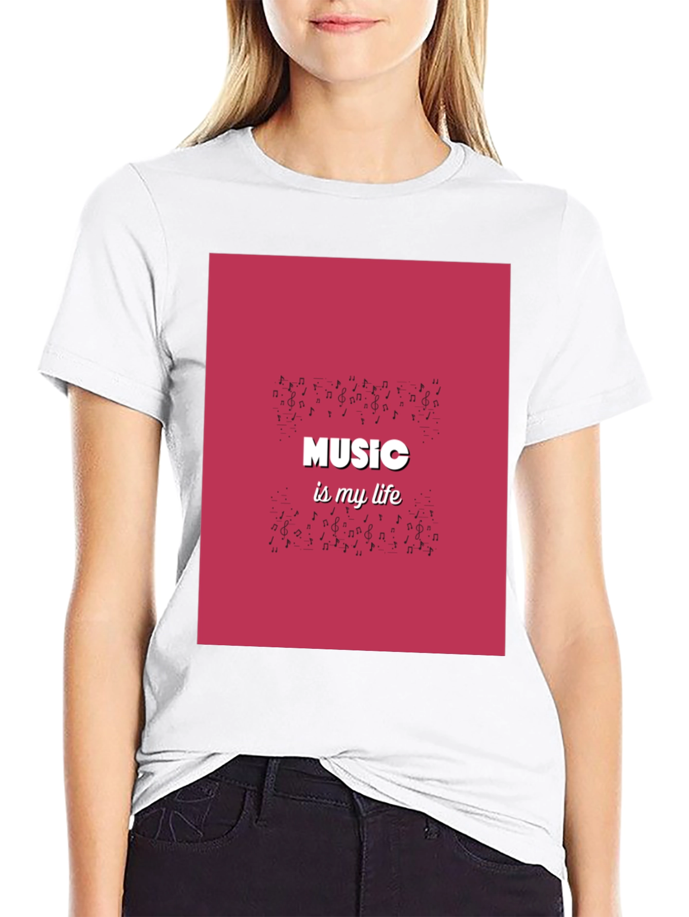 Music is My Life Black Graphic T-Shirt
