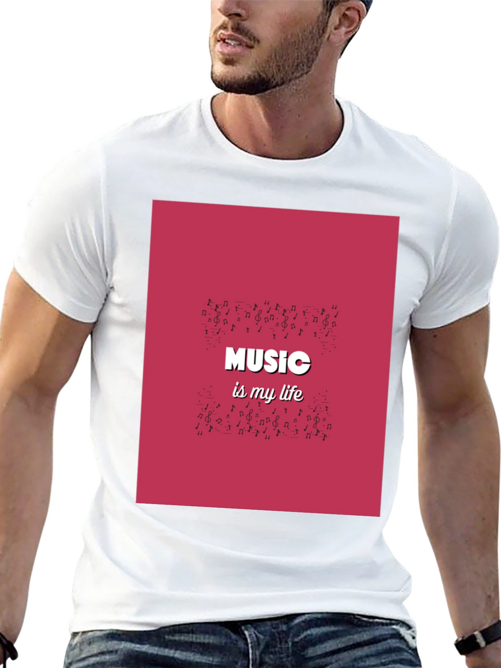 Music is My Life Black Graphic T-Shirt