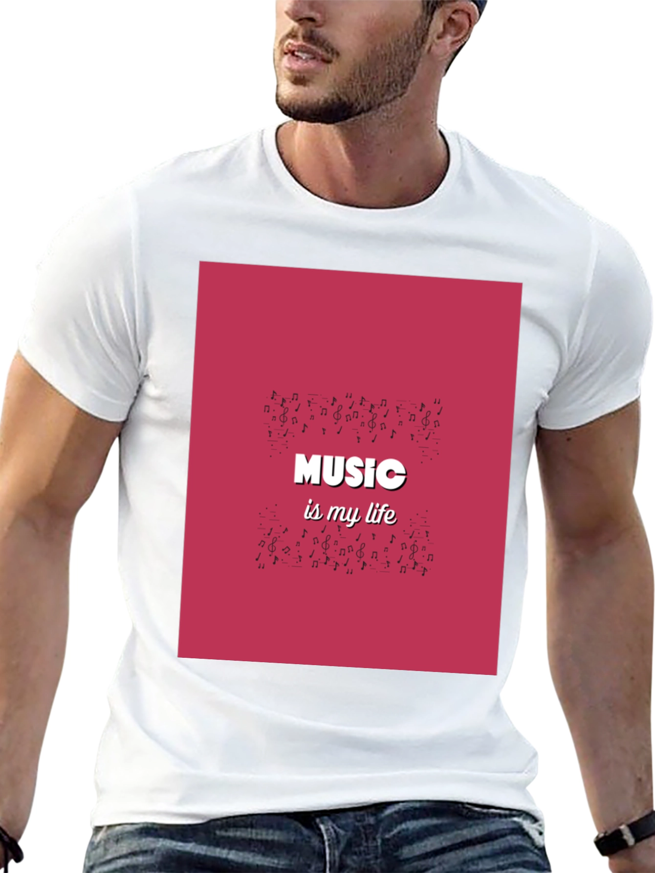 Music is My Life Black Graphic T-Shirt