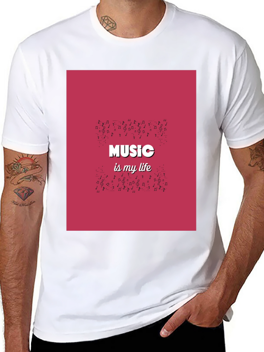 Music is My Life Black Graphic T-Shirt