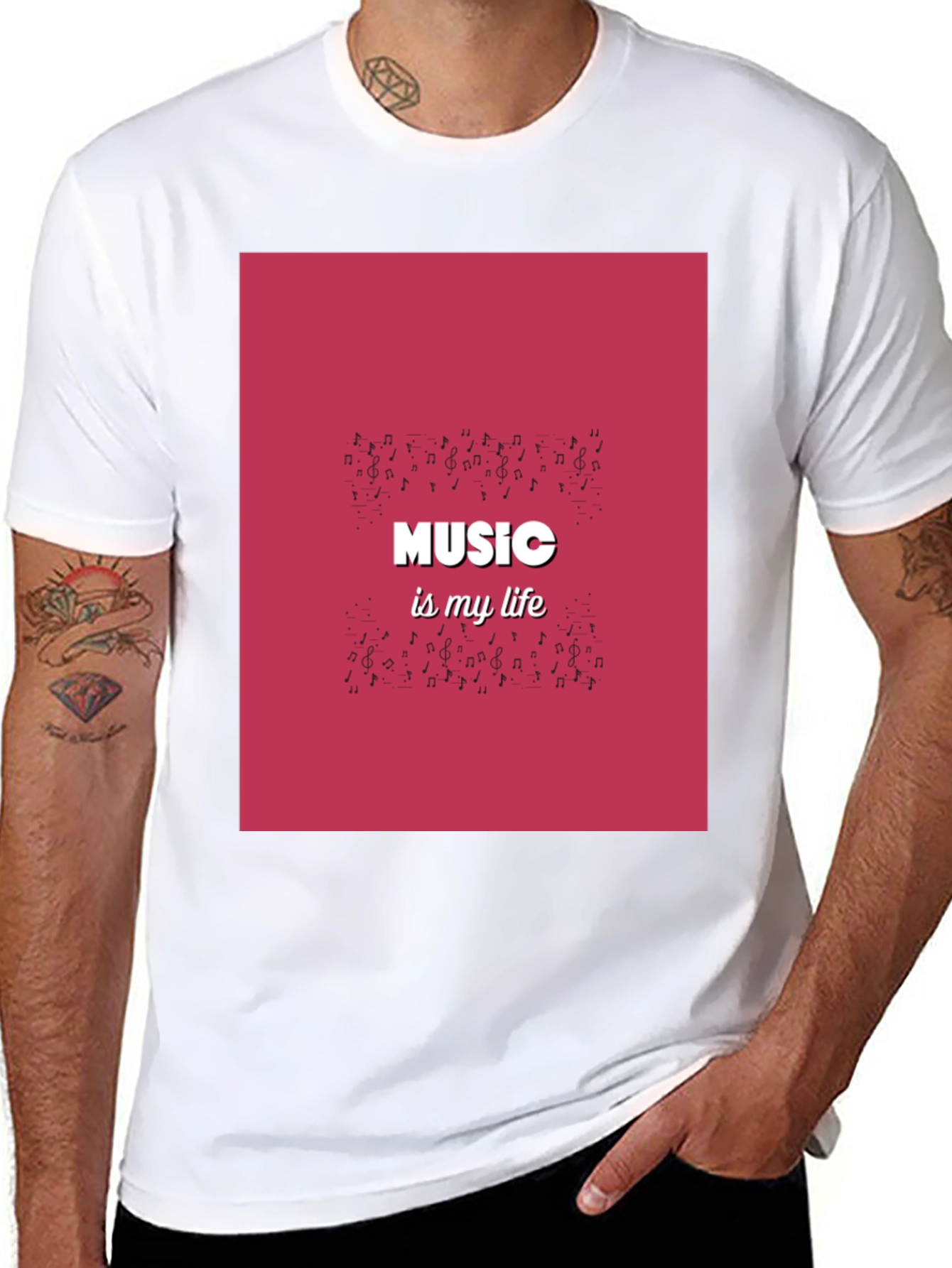 Music is My Life Black Graphic T-Shirt