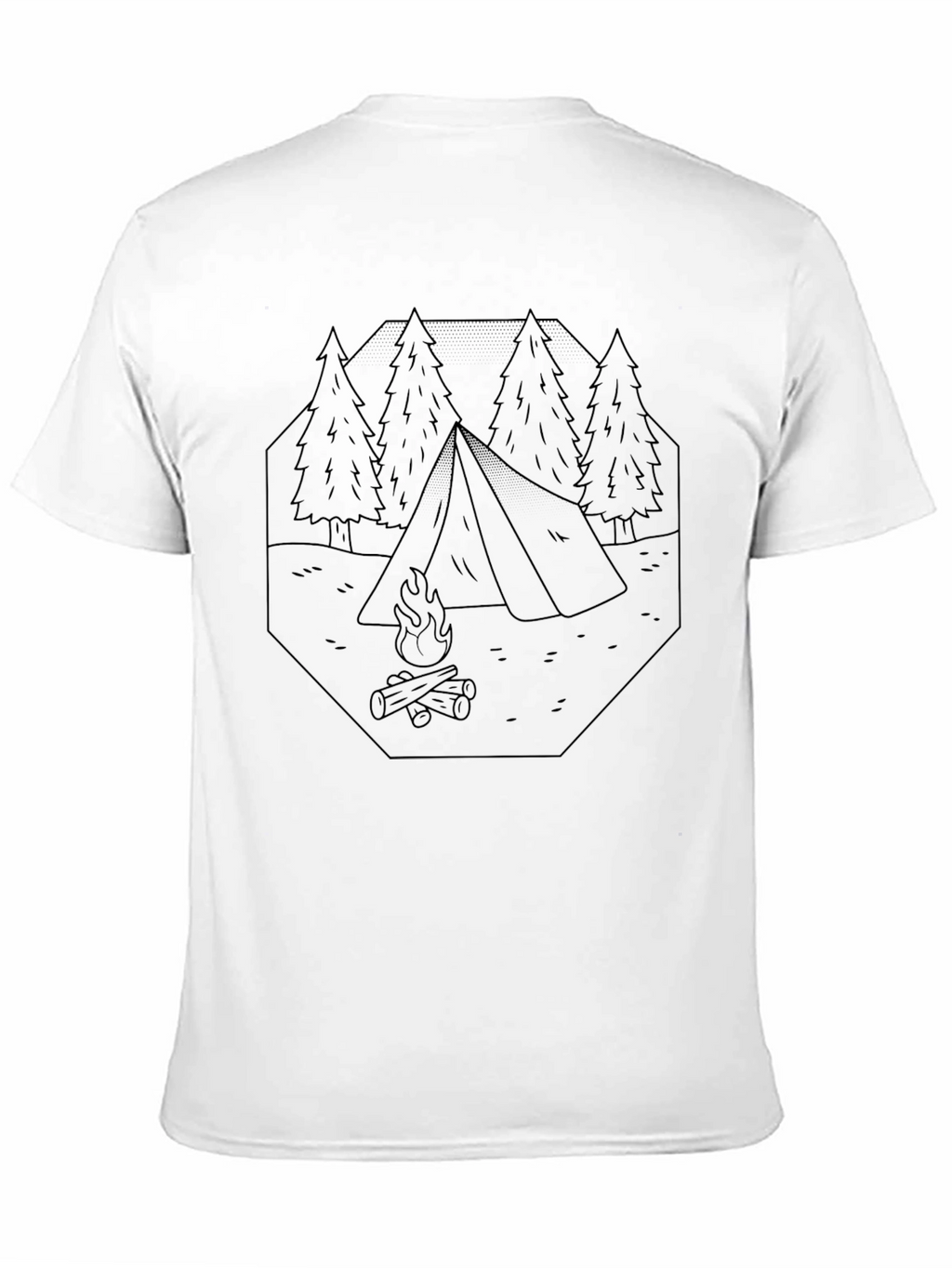 Camping Scene Graphic Tee - Black