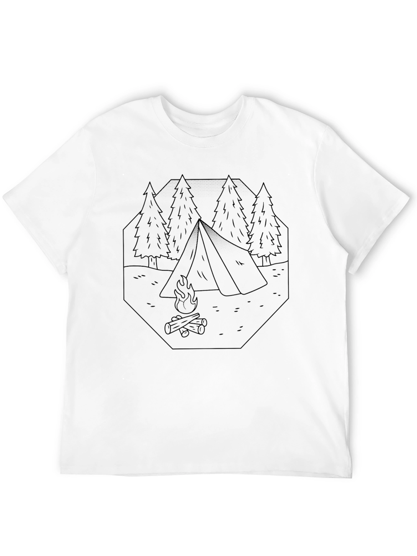 Camping Scene Graphic Tee - Black